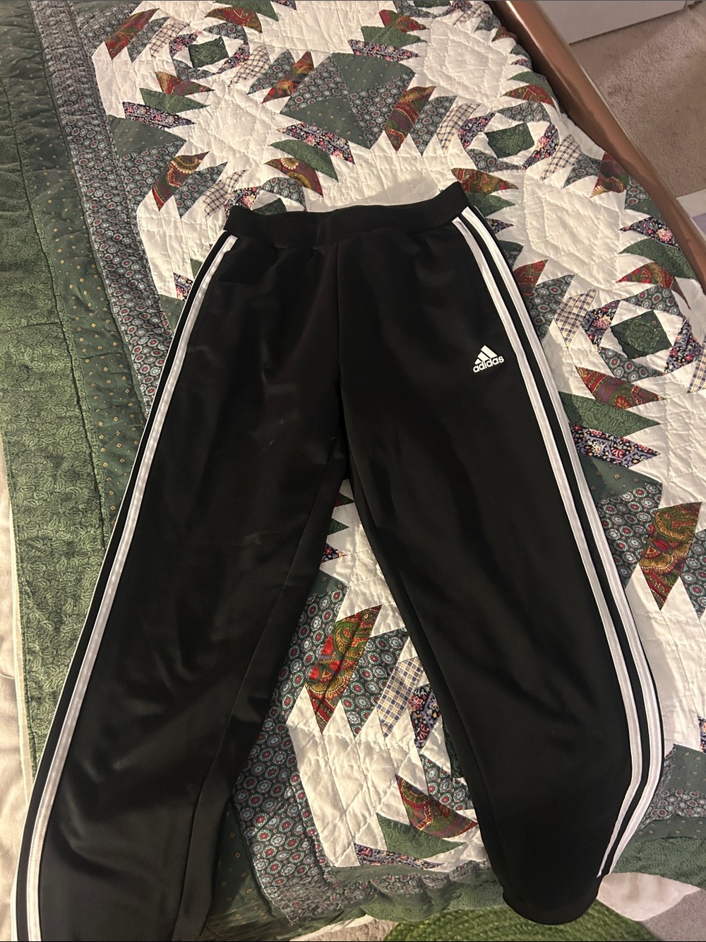 adidas Black Joggers with White Side Stripes